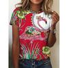 Women's printed T-shirt, casual short sleeved round neck clothing