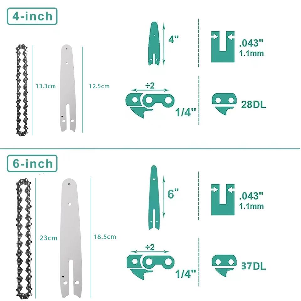 Electric ChainSaws Chains Guide Plate Mini Steel Chainsaw Chain Garden Tools Accessory Blade Replacement Set 4 Inch 6 Inch