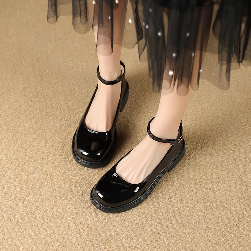 

Модная женская обувь на квадратном каблуке, весенняя новинка, с круглым носком, с мелким вырезом, на толстой подошве, противоскользящая, износостойкая, туфли Мэри Джейн 40