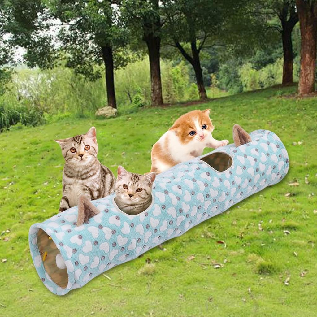 Cat Tunnels for Indoor Cat, Pet Cat Tunnel Tube Cat Toys Collapsible, Cat Play Tent Interactive Toy Cat House Bed with Balls for Cat Kitten- Heart