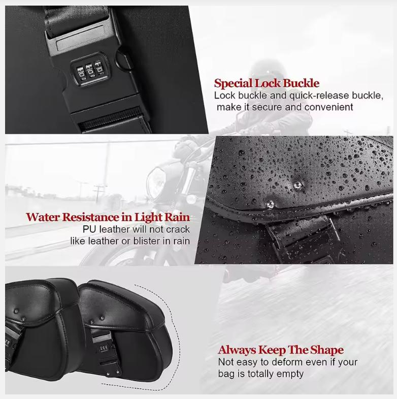 Password Lock Motorcycle Saddlebags Side Tool Storage Saddle Bags Universal for Harley Kawasaki Suzuki Yamaha Cruiser Bobber