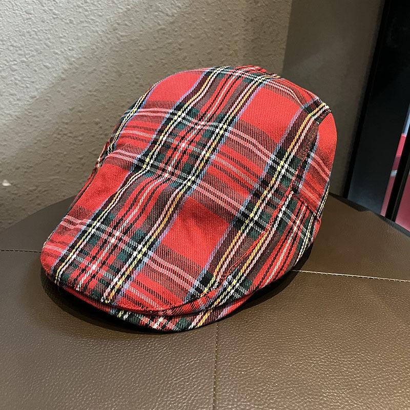 JYL TS DIY Plaid Cap Women Korean Summer Lightweight Oversized Beret Hat Cotton 1222Mao17503
