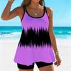 Damen Tankini Badeanzug 2-teilig Gezackter Batikdruck Urlaubs Badeanzüge