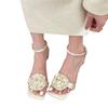 Gentle apricot mountain tea 2025 new temperament satin sandals women's summer one-word open-toed stiletto high heels sandals