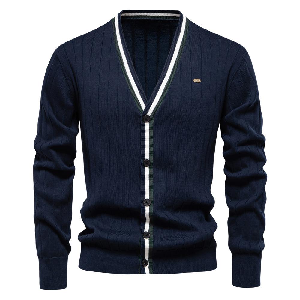 Men's Casual Cardigan Sweaters Slim Fit Long Sleeve V-Neck Cardigans Button-up Knitted Sweater for Men