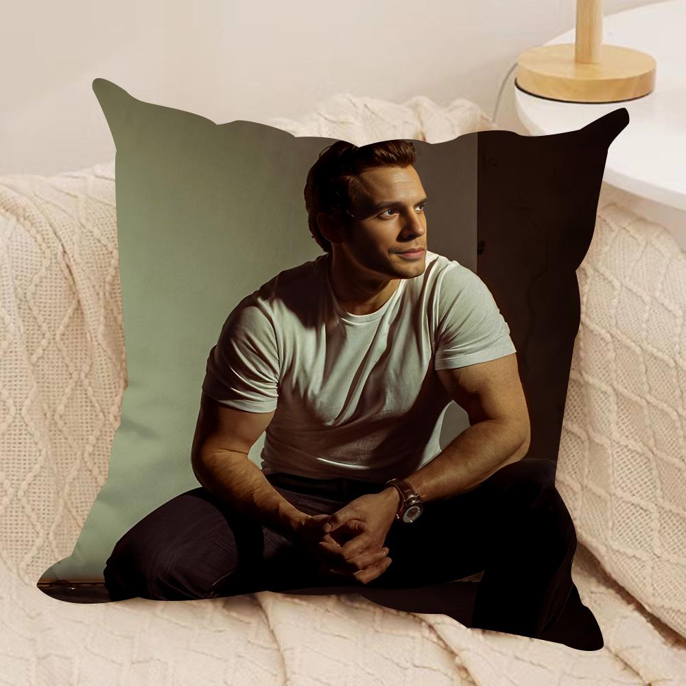 Super Star HHenry Cavill Cushion Cover Silky Short Plush Invisible Zipper Dustproof Sofa Pillow Case for Home Decor