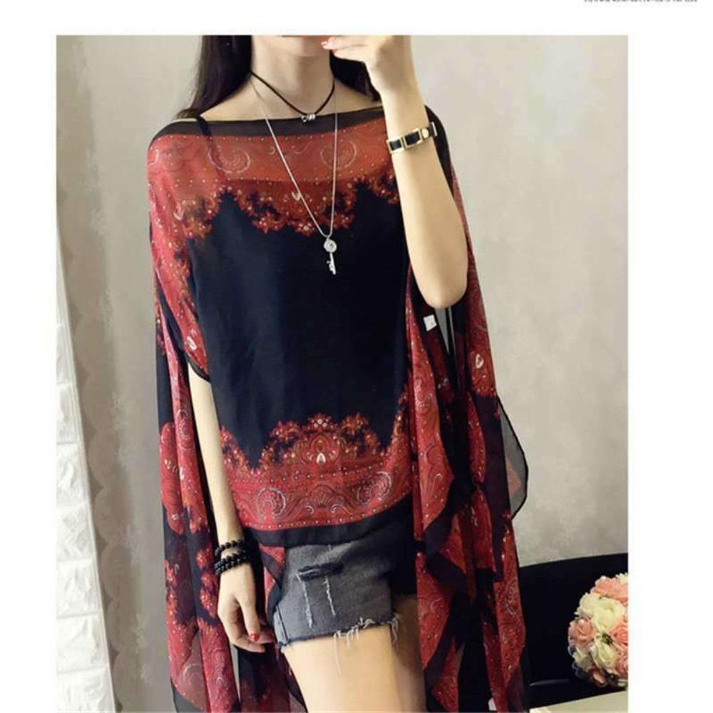 Breathable Beach Shawl Luxury Bikini Cover Tops New Chiffon Blouse  Summer