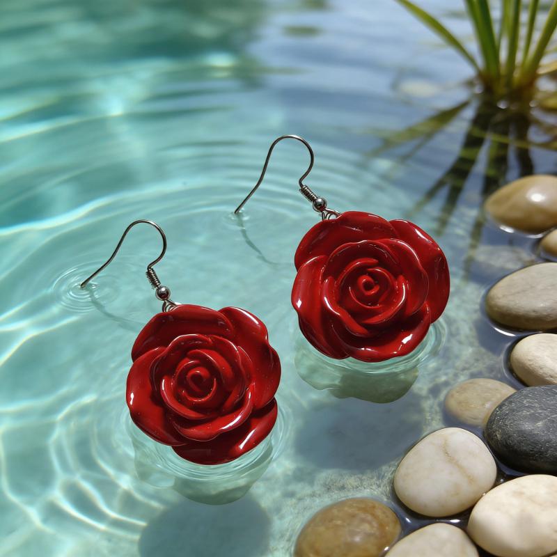 Neue Boho 3D Blumen Hängeohrringe für Damen Bunte Harz Blumen Hängeohrringe für Sommer Strandurlaub Tägliches Tragen Schmuck