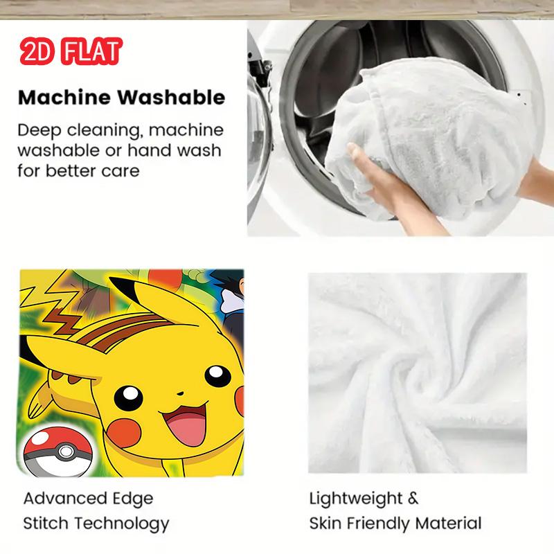 Cute Pokemon Printed Blanket Lightweight Plush Fleece for Napping Travel Bedroom Living Room Ideal Anime Fans Gift THW