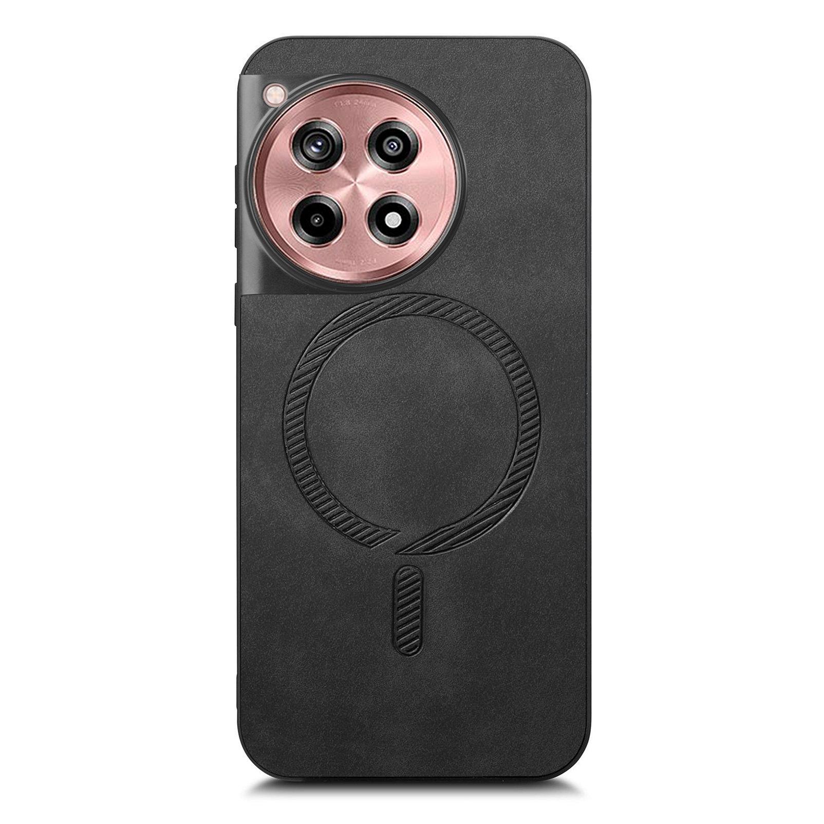 

For OnePlus Ace 3 5G/12R 5G Leather Back Case Compatible with MagSafe Skin-touch Phone Cover Black