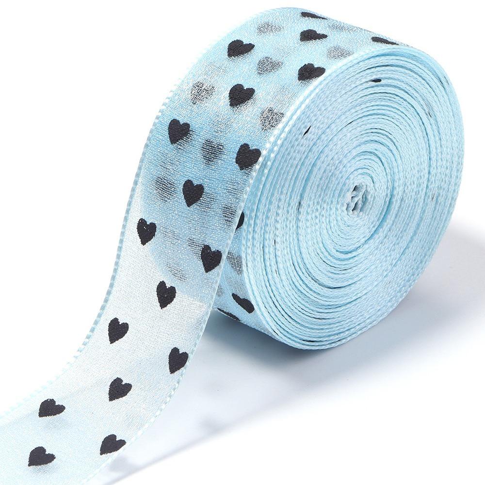 Heart Print Heart Ribbon Sheer Organza Craft Ribbon Gift Embellish Organza Tape Garment Trim