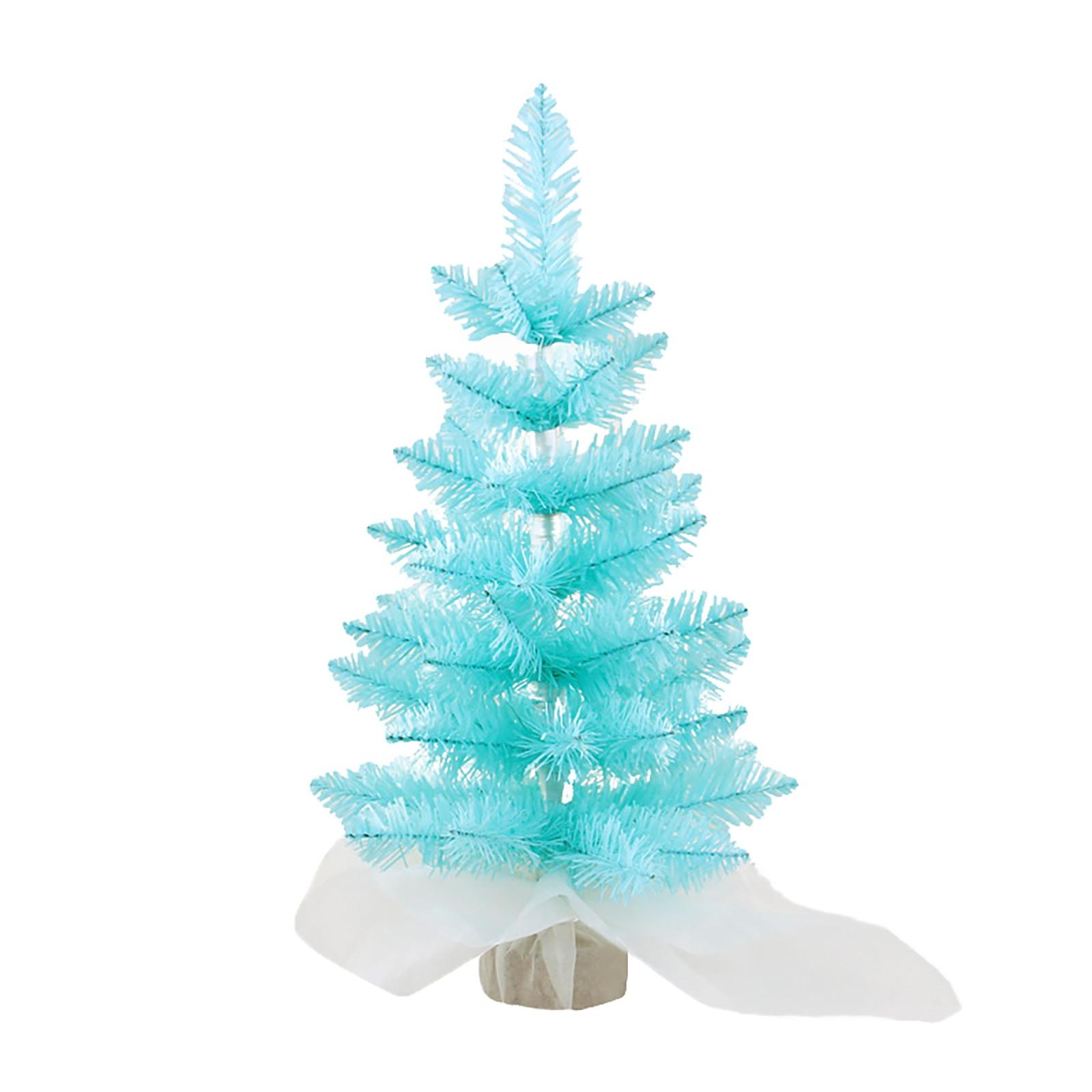 

Artificial Mini Colorful Trees Christmas Village Trees with Wood Base Small Sisal Tree for Tabletop Christmas Decoration 0.45m синий