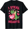 Funny Dino Holding Heart I Steal 67 Hearts Valentines Unisex T-Shirt