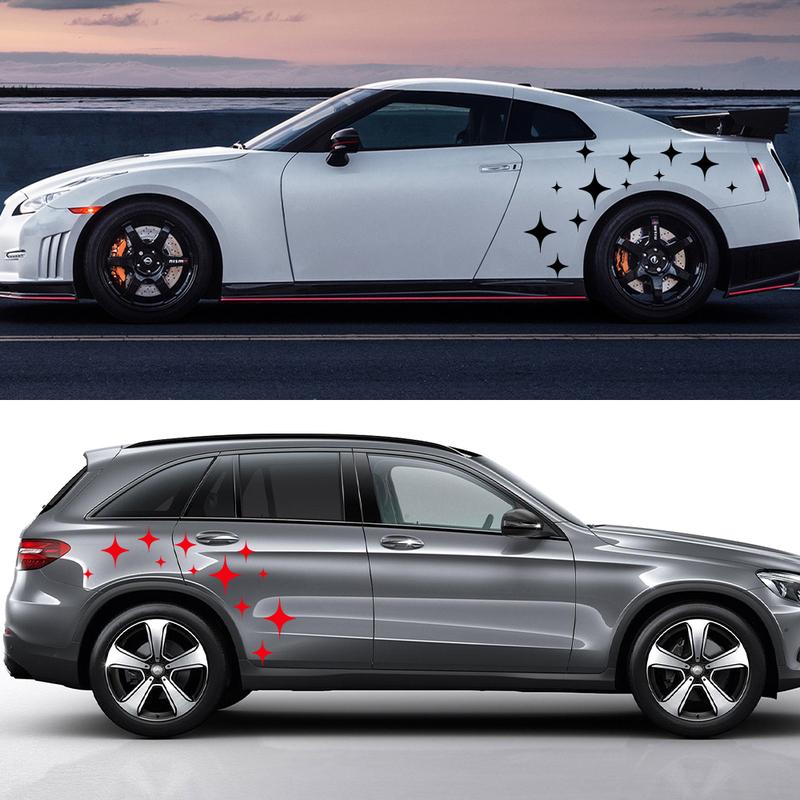 15 Piece Geometric Star Pattern Vinyl Sticker Car Body Side Decor Decals for Vehicles Suv Cars Pickup Truck Auto Accessories
