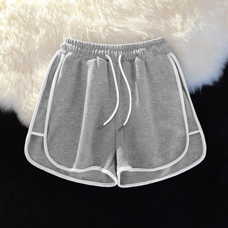 

Women s Athletic Gray Elastic Waist Shorts - Casual Summer Wide Leg Hot Pants M