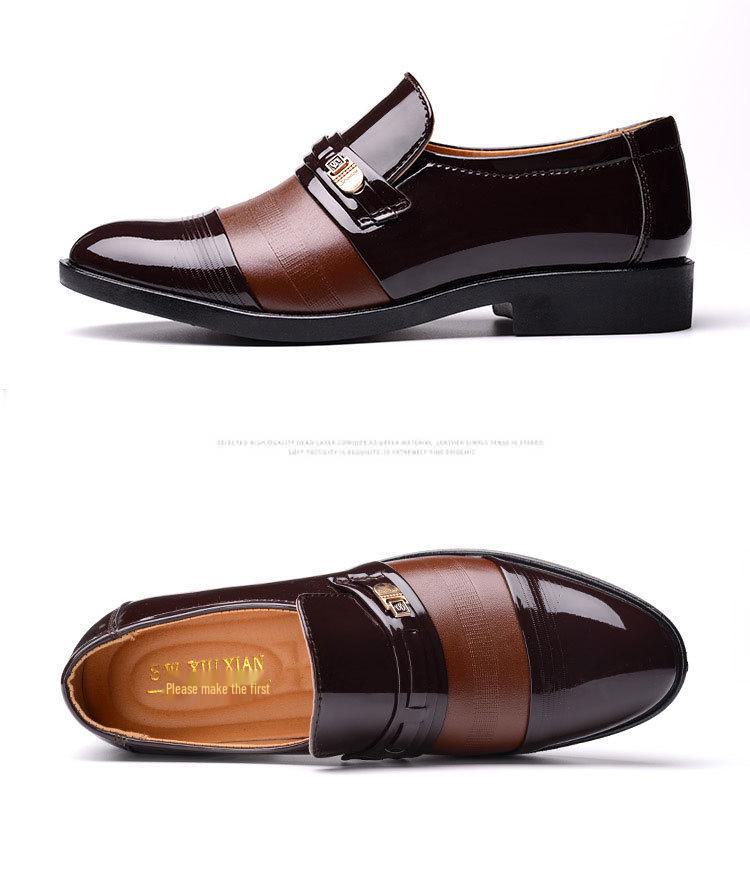 Men's Spring & Autumn Perforated Formal Leather Shoes with Plus Velvet Lining