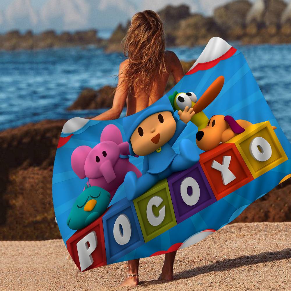 Cartoon P-Pocoyo Microfiber Beach Towel Absorbent Quick Dry Soft Yoga Swimming Resort Mountain Climbing Towel
