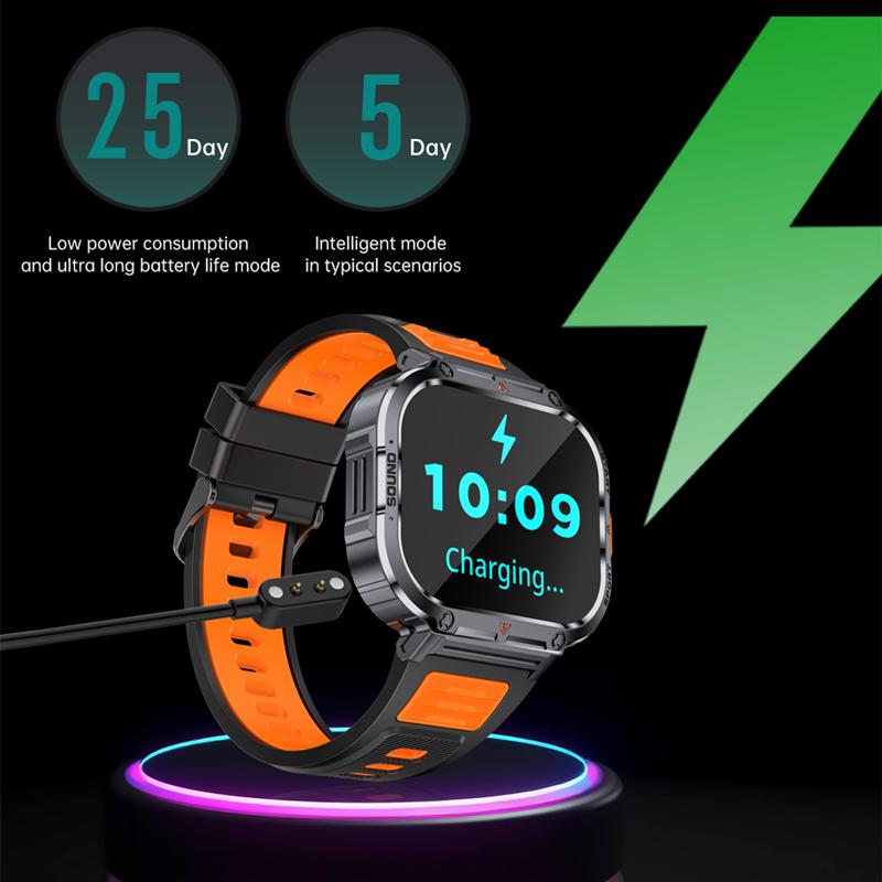 LOKMAT Sport Smart Watch IP68 Vanntette Smartwatches med stor skjerm med LED-lommelykt Melding Push BT Calls Klokke for smarttelefon