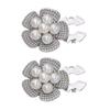 2 Stück Modischer Vintage Perlenblumenknopf Exquisiter Dekorativer Knopf ohne Loch Abnehmbarer Clip Manschettenknöpfe Blume Formelle Kleidung