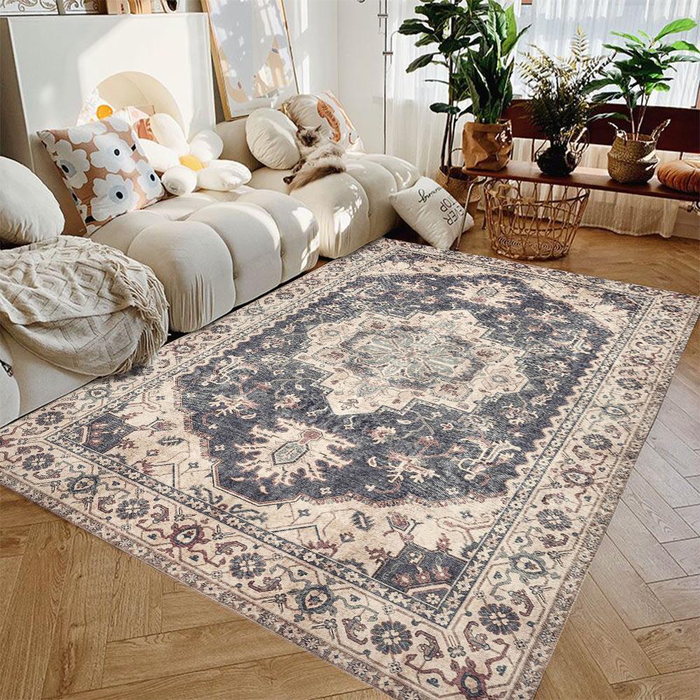 Retro Großer Flächenteppich Wohnzimmer Luxusteppiche Heimdekoration Ästhetischer Tisch Schmutzabweisend Rutschfest Maschinenwaschbarer Teppich