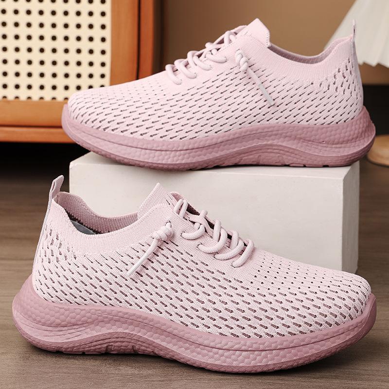 Shoes Women's Shoes New Breathable Casual Single Shoes Soft Sole Fly-woven Fashion Couple Lace-up Sneakers