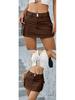 European & American Style Autumn Low-Waist Slim Fit Hip-Hugging Solid Color Skirt for Women