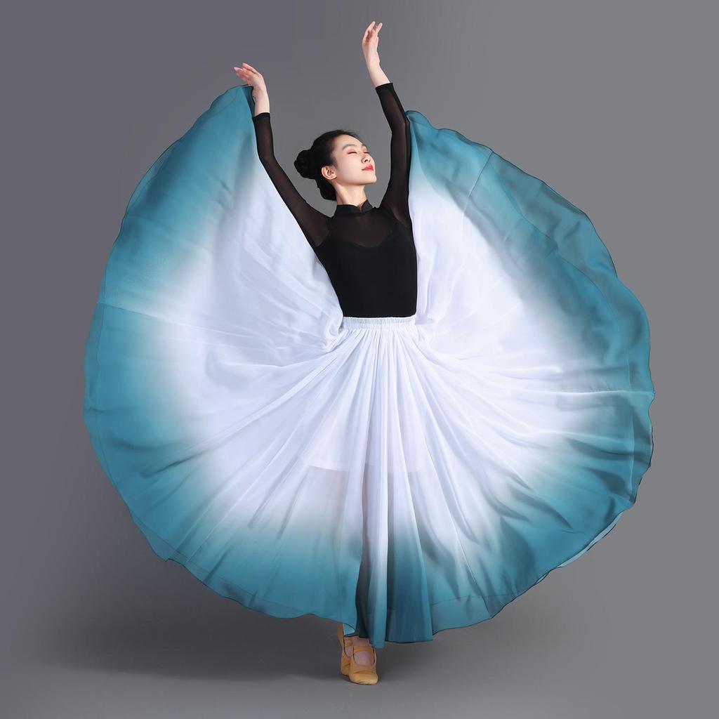 Xinjiang Meisjes Moderne Dans Chiffon Rok - 720 Graden Draai Oefen Kostuum