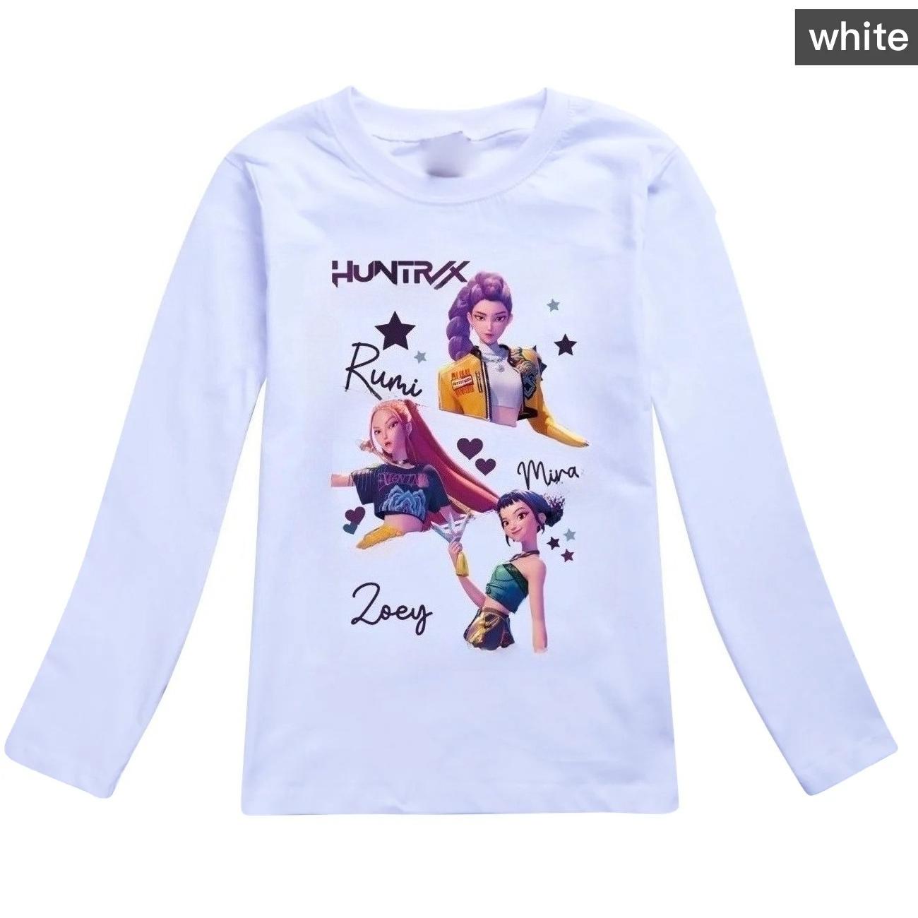 

K-Pop Мисливці на демонів Дитяча футболка з довгим рукавом Huntrix Мультяшна повсякденна футболка з круглим вирізом для хлопчиків та дівчаток Модний вільний молодіжний одяг 140