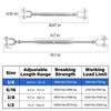 4PCS 1/4" (M6) Turnbuckle, 304 Stainless Steel Jaw and Jaw Turnbuckle, 1600lbs Working Load Limit, Wire Tensioner, Closed Body Turnbuckle for Cable,