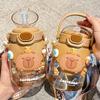 Cute Cartoon Children Plastic Water Bottle With Straw Girls Portable Outdoor School Large Capacity Big Belly Drinking Water Cup