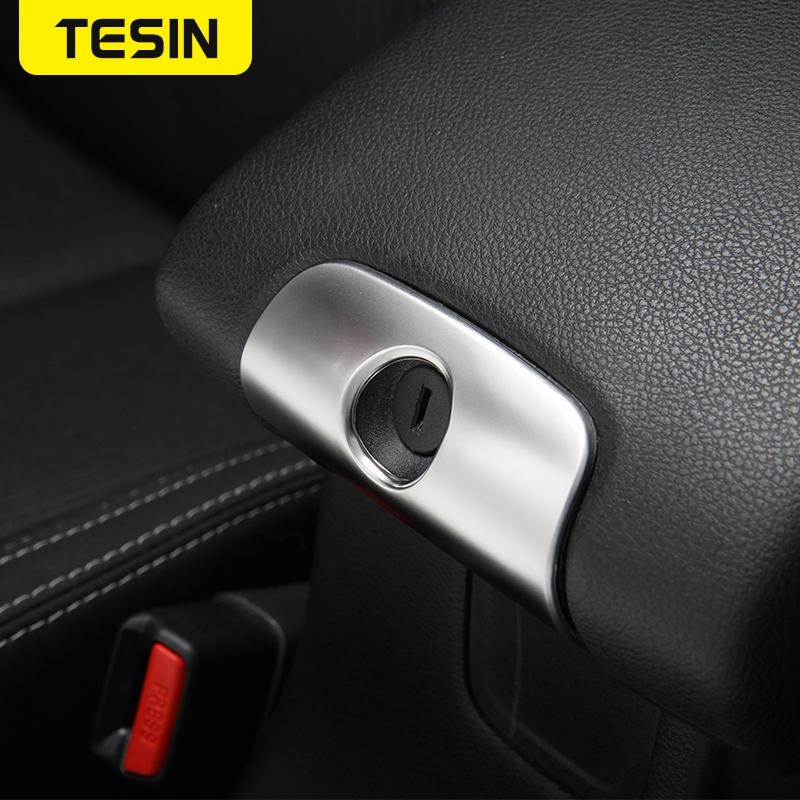 TESIN ABS Car Interior Armrest Box Lock Decoration Cover Trim Stickers Accessories for Jeep Wrangler JK 2011-2017 Car