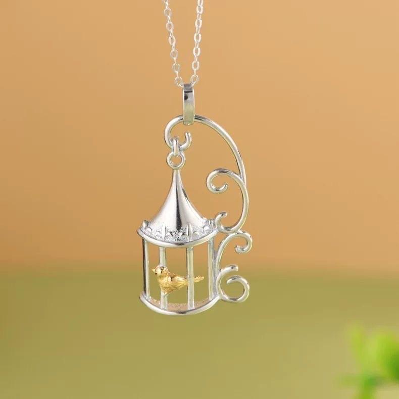 

Модний кулон-клітка для птахів Намисто для жінок Чоловіків У вінтажному стилі Зі сплаву