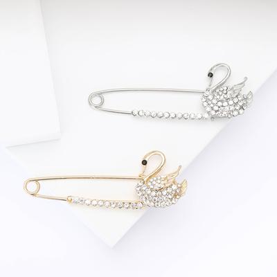 High-Grade Alloy Electroplated Rhinestone Swan Brooch Fashionable Exquisite Women'S Cardigan Shawl Corsage Jewelry Pin
