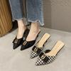 Spring 2024 Baotou Half-slipper  New Style Stiletto-tipped Sandals  Bow-tied Stilettos