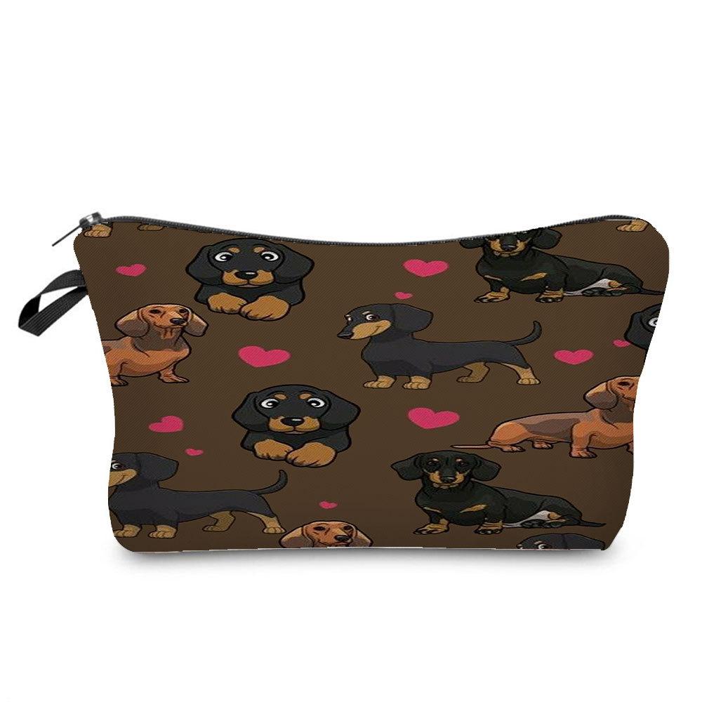 Women Dog Print Cosmetic Bag Toiletries Organize Travel Storage Case 6357 CLE