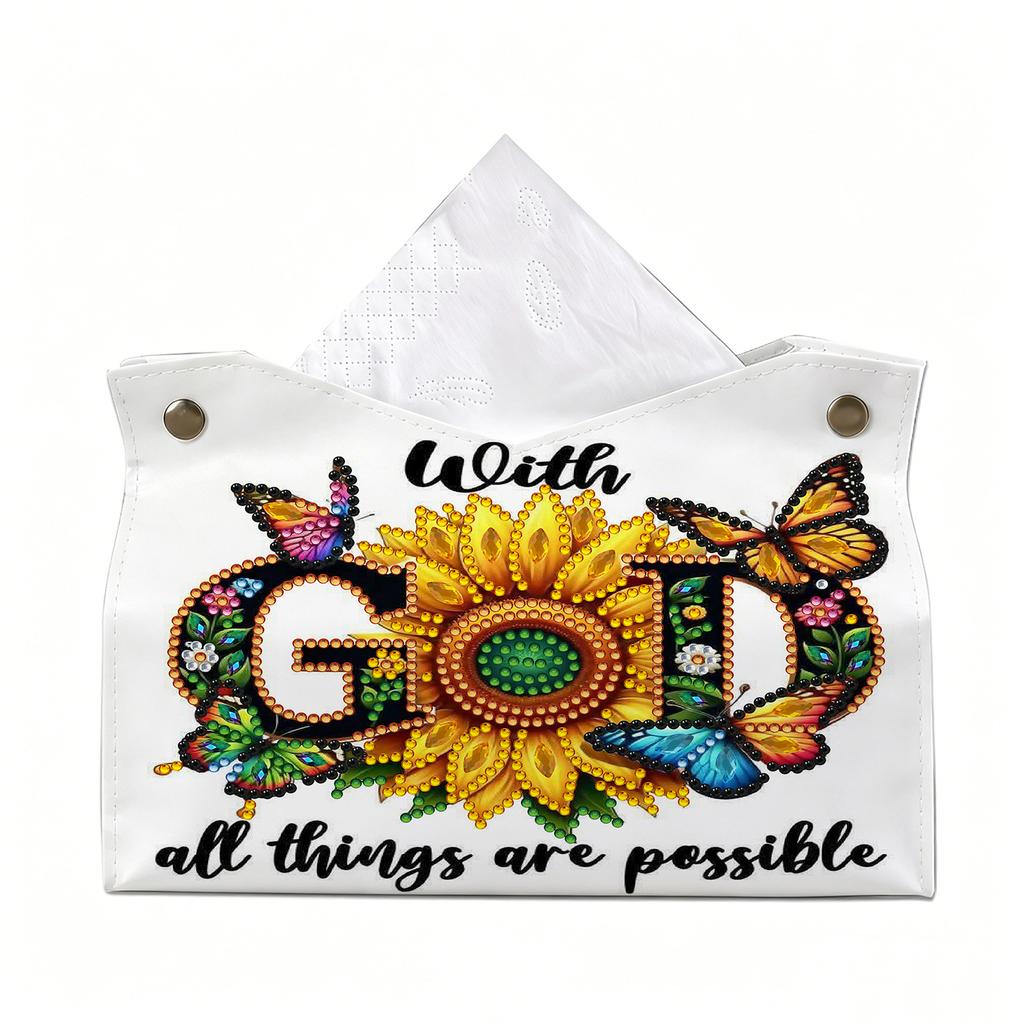 Porta salviettiera Diamond Art Fai da te in PU Pelle Mosaico di Cristallo Organizer da Scrivania Borsa Gem Art Decorazione Casa Ufficio Regalo Artigianale per Donne