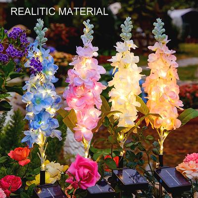 4 PCS Solar Lights Outdoor Garden Decor, Upgraded Delphinium Waterproof Solar Garden Lights, Outdoor Solar Flowers Light For Yard Patio
