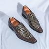 Herrenschuhe in Übergröße Mode spitze Slipper Trend Leopardenmuster Ein-Pedal Friseur kleine Lederschuhe