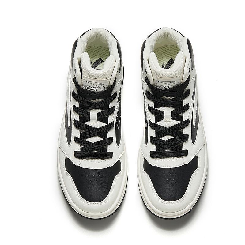 New Anta Life Collection Anti-Slip Wear-Resistant Mid-Top Skateboard Shoes Men's Black White 912448083-1