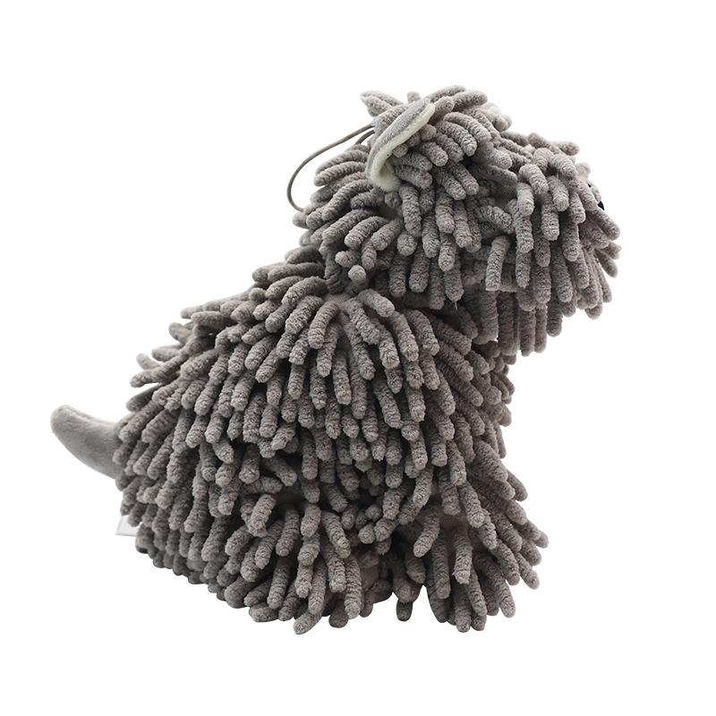 Cartoon Puppy Chenille Hanging Hand Towel, Creative Hand Wipe Ball 20*26*13cm серый