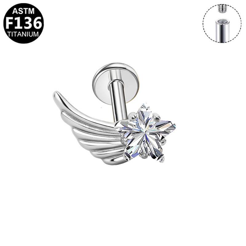 G23 Titanium Star Wing Ear Stud - Designer Style, Fashionable and Simple Piercing Jewelry