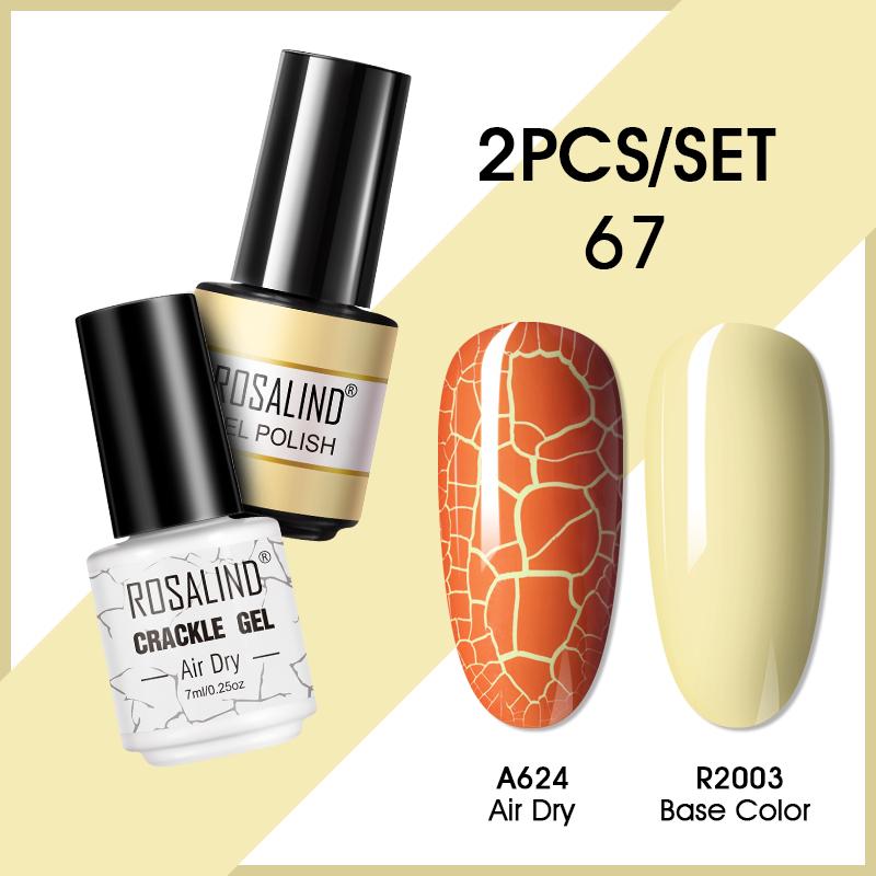 ROSALIND 7ml Nagelgel Nagellack Cracked Gel Semi-Permanent Esmalte Hybrid Lack UV Nagelkleber Nagellack Primer Matt 2er Set