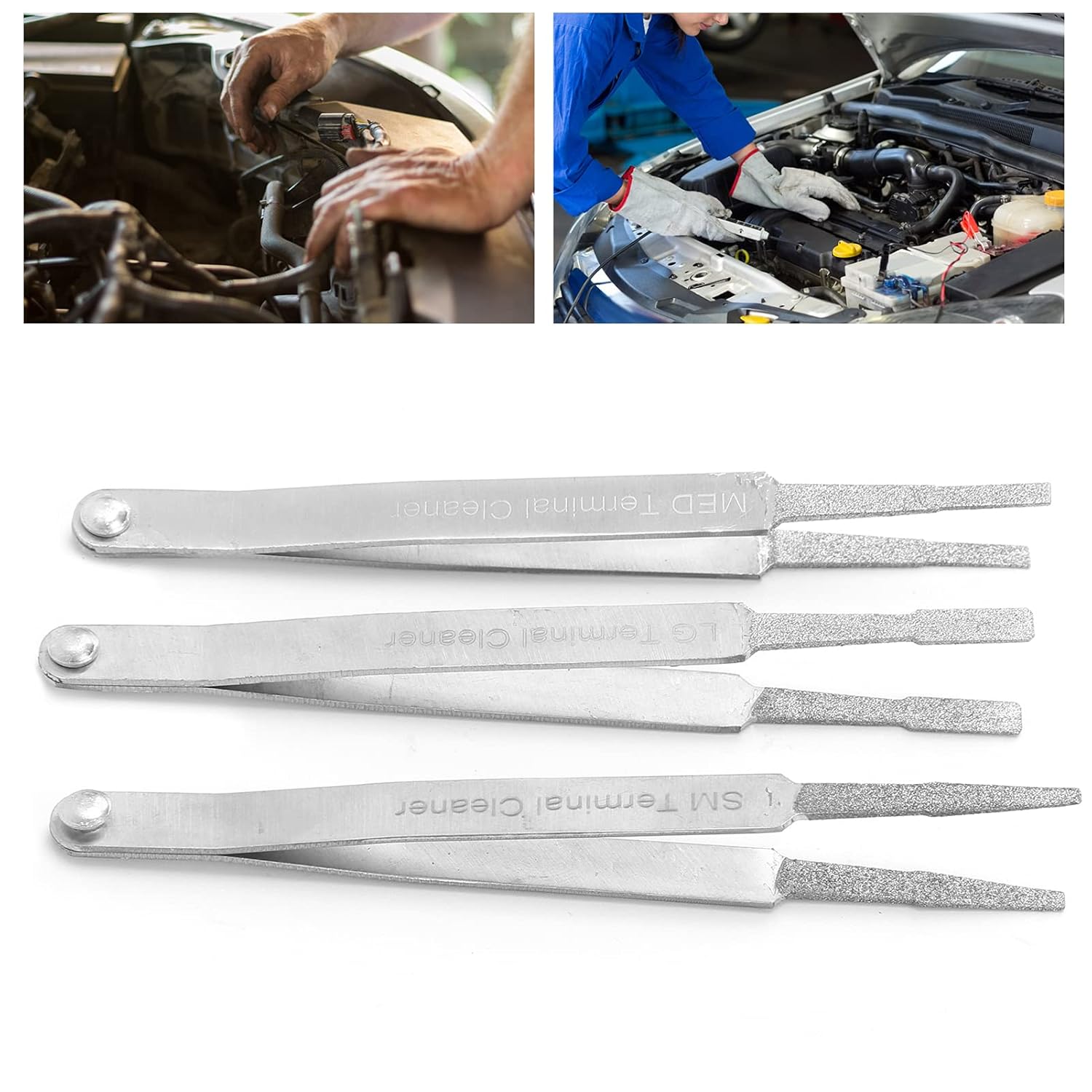 Tip Electrical Terminal Cleaner Set - 3PCS Metal Terminal Cleaner Set Auto Repair Tool for Small Electrical Spade Pin Connector