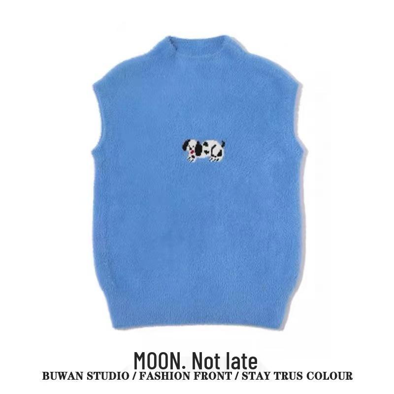 Zhao Zhaoyi Inspired Blue Knitted Vest - Women’s Retro Sleeveless Sweater for Spring & Autumn Layering