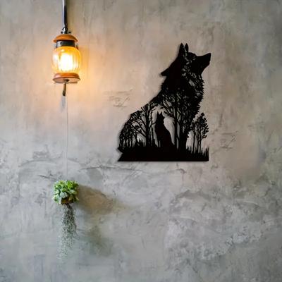 1 stuks Halloween Zwarte Wolf Wanddecoratie – Metalen Muurkunst, Elegante Wolf Decoratie voor Spookachtige Thema's, Unieke Metalen Wandhanger