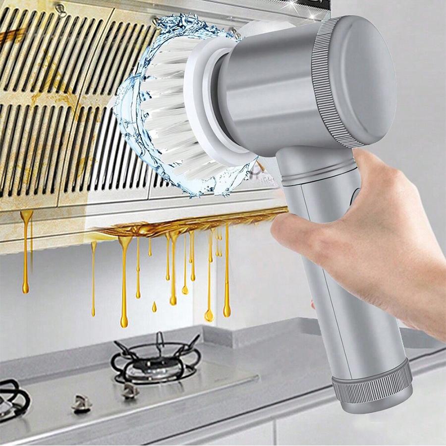 Portable Handheld Electric Cleaning Brush Cordless Spin Scrubber With 6 Replaceable Brush Heads Powerful Cleaning Capability