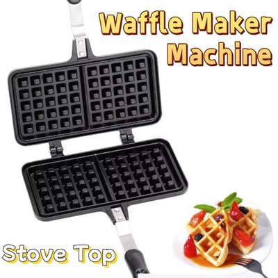 Cast Aluminum Waffle Baking Pan Long Handle Rectangle Waffle Maker Machine Durable Double-Sided Sandwich Maker Kitchen Cookware
