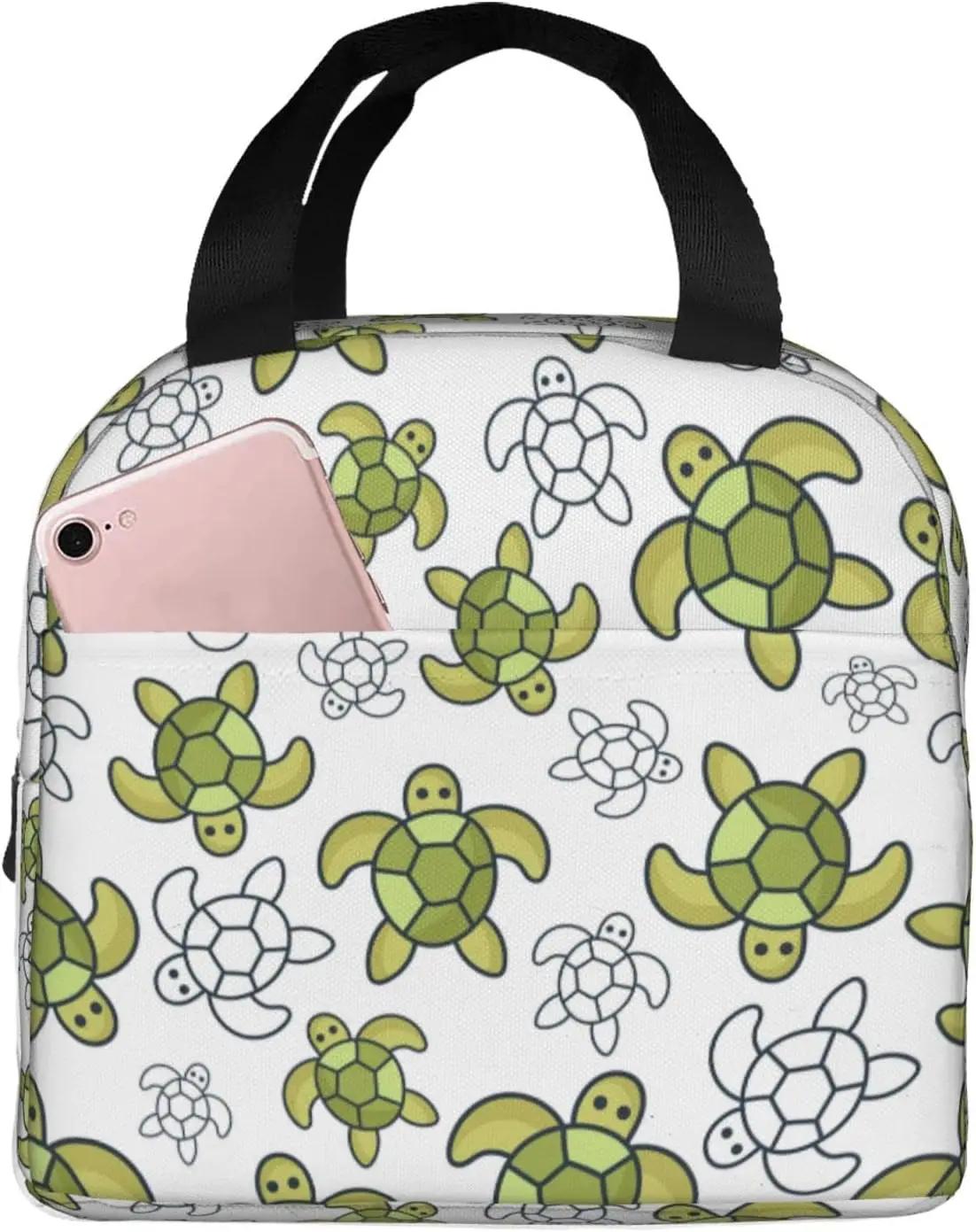 

Портативная сумка для ланча Sea Turtle, изолированная сумка для ланча, сумка-холодильник для пикника, катания на лодке, пляжа, рыбалки, работы для женщин и мужчин 22x20x13CM зелёный