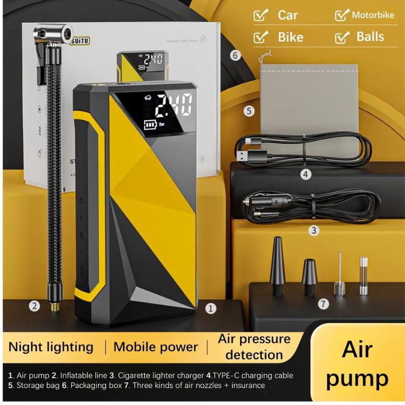 Car Air Pump Wireless Portable Rechargeable, Tire Inflator Electric Air Pump for Car, Motorcycles, Bicycles and Ball