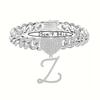 26 English Alphabet Full Diamond Heart Pendant & 13MM Cuban Anklet - Creative Hip-Hop Rapper Jewelry